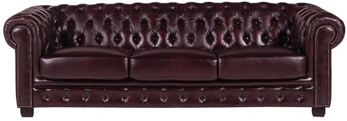 Vente-unique Vierzits chesterfieldbank BRENTON 100% buffelleer - Cherry