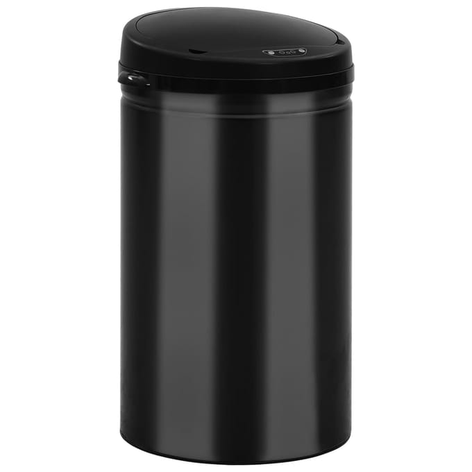 vidaXL - Prullenbak - met - automatische - sensor - 40 - L - koolstofstaal - zwart
