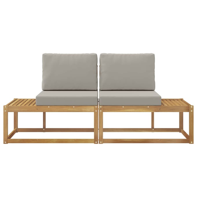 vidaXL - Buiten - eindsofa - met - kussen - 2 - Stuk - Wit - Massief - Acacia - Hout