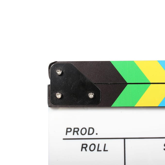 Clap en acrylique effaçable à sec pour réalisateur de film, ardoise 9,6 x 11,7  avec bâtons de couleur
