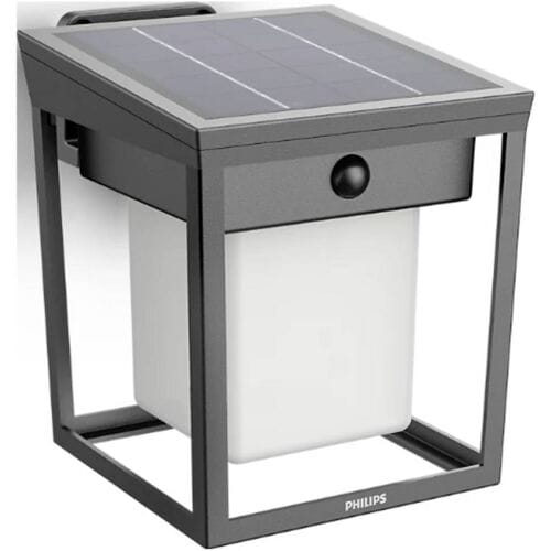 Philips Blaise Wandlamp - UltraEfficient LED - Solar buitenlamp - Warm, helder licht 3000K - Antraciet - Rechthoekig ontwerp - Bewegingssensor - Zonne-energie - Auto-linkable