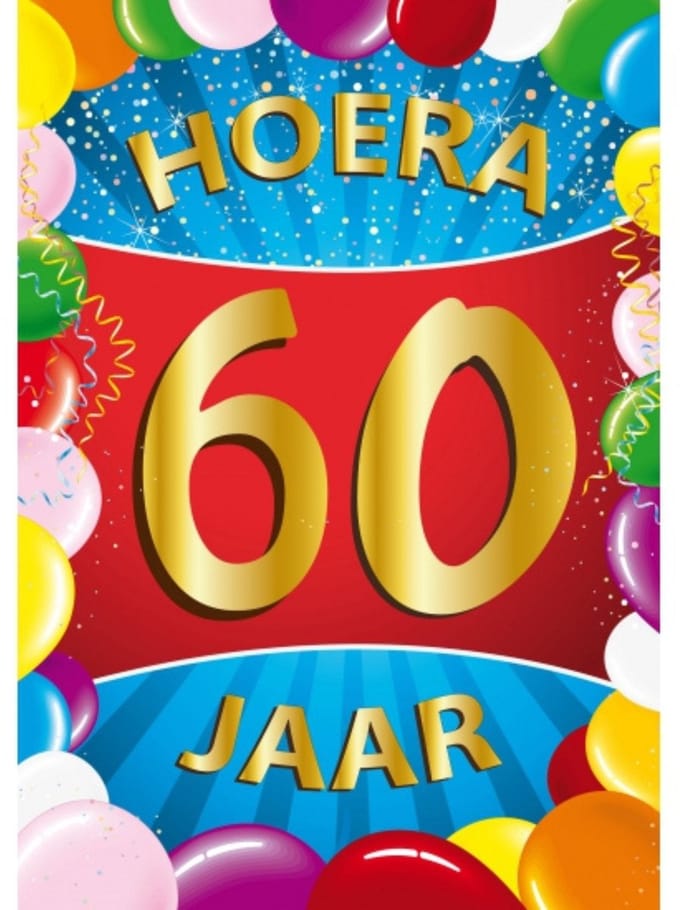 Bellatio Decorations Verjaardag deurposter - 60 jaar - multi - 59 x 84 cm - feestartikelen