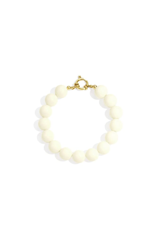 Bijoutheek Armband (Sieraad) Kralen Statement 12mm Off-White