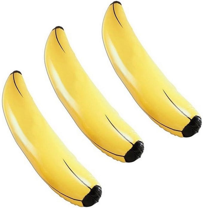 Opblaasbare fruit banaan XL - 3x stuks - 162 cm - groot formaat - fun opblaasartikelen