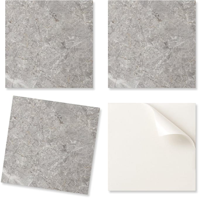 Set vinyltegels met natuursteenprint, 20x20x20 cm
