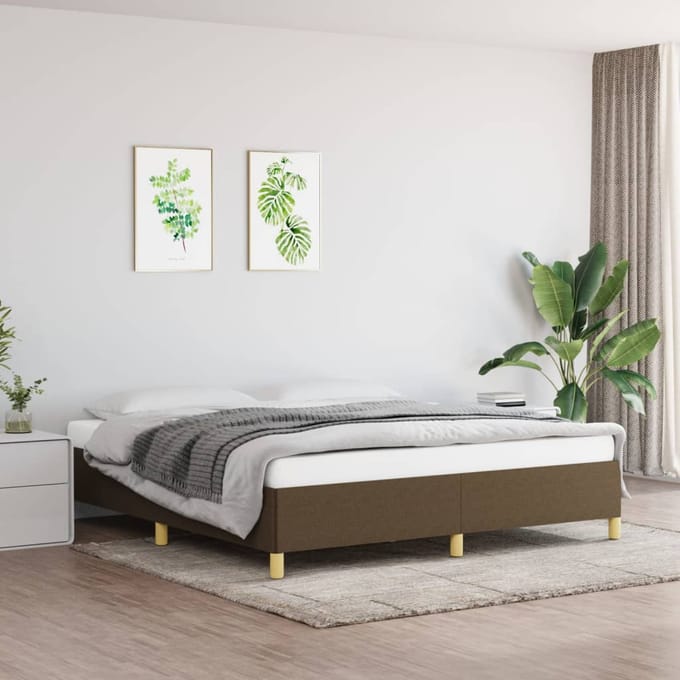 vidaXL - Boxspring - bed - stof - donkerbruin - 160x200 - cm