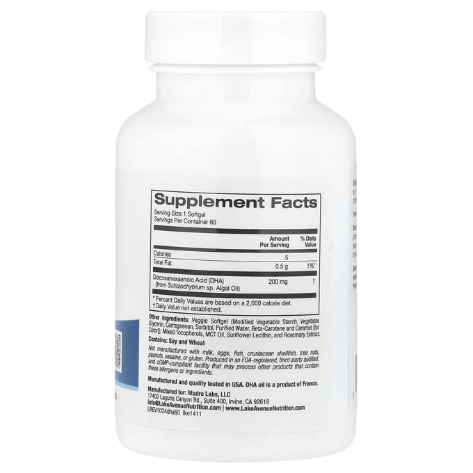 Dha uit Algen, 200 mg, 60 Vegetarische Softgels