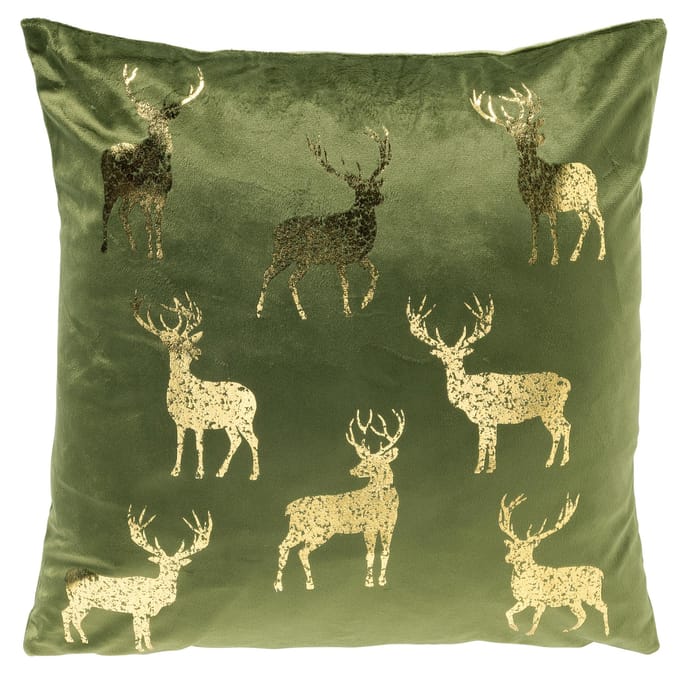 Sierkussen Nordic Reindeer 45x45 cm Bronze Green