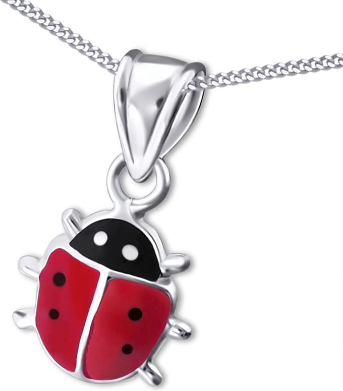 Princess Ketting Ladybug - 925 Zilver E-Coating - 9x10mm - 38cm