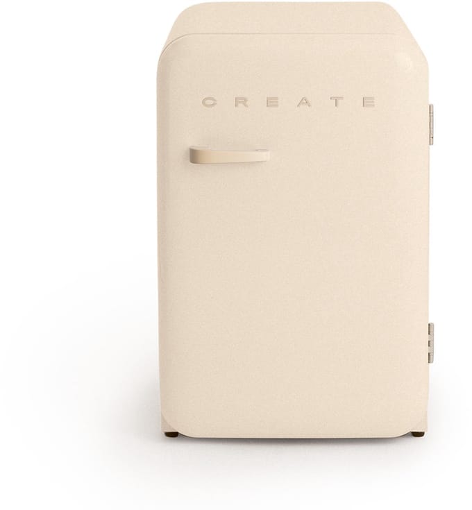 CREATE - Koelkast in retrostijl - Gebroken wit - Handvat Zand - FRIDGE RETRO 107L