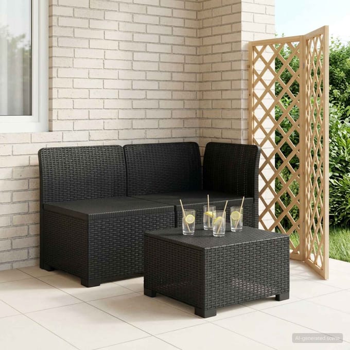 vidaXL - Twee-zits - Tuin - Sofa - Rieten - Look - 2-zits - PP - Antraciet