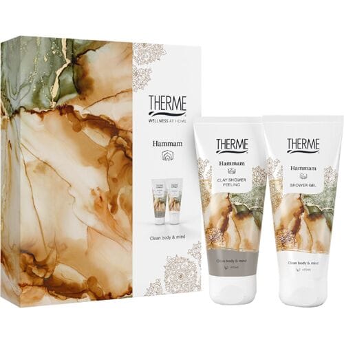 THERME Hammam Shower Treatment Gift Set - Clay Shower Peeling/Shower Gel - geschenkset