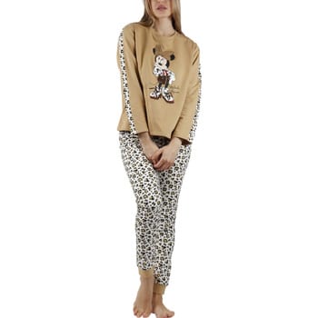 Pyjama-sets Admas Pyjama outfit broek top lange mouwen Minnie Leopardo Disney