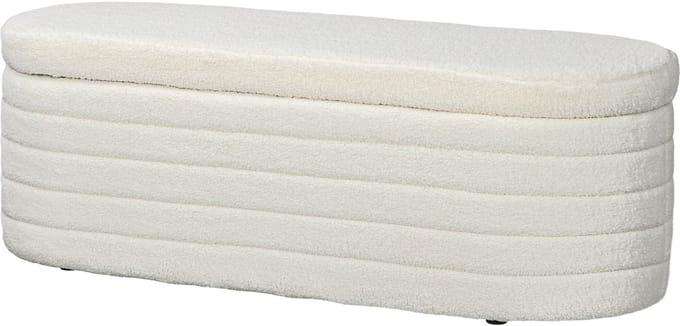 4goodz Hocker Teddyfleece - Opbergruimte - 41x116x40 cm - Creme