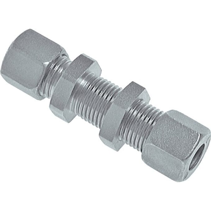 8L Zink Geplateerd Staal Rechte Snij Fitting Bulkhead 315 Bar ISO 8434-1 [2 Stukken]