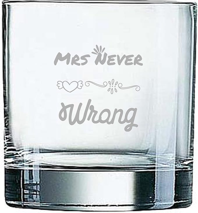 Gegraveerde Whiskeyglas 38cl Mrs. Never wrong
