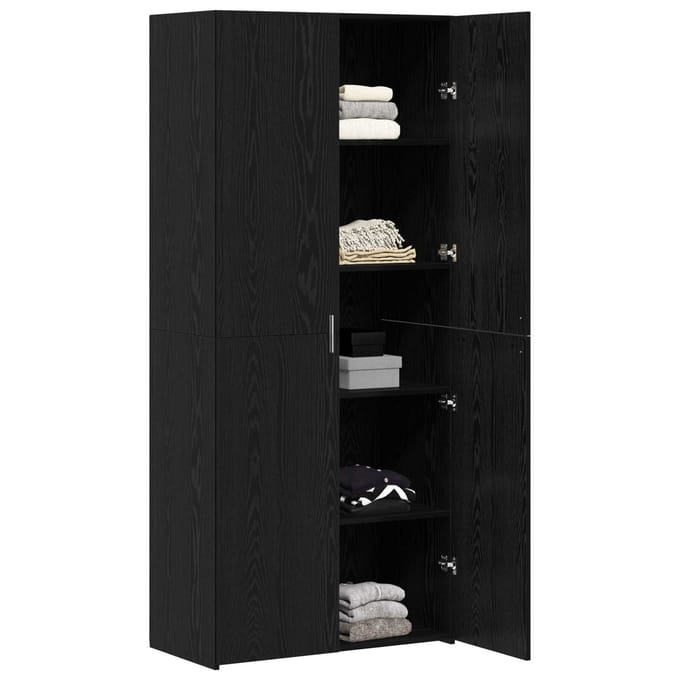 vidaXL - Highboard - Zwart - Eiken - 80 - x - 42 - x - 185 - cm