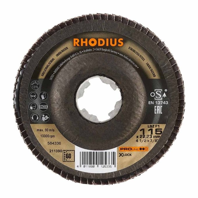 Rhodius 211390 LSZ F1 X-LOCK Lamellenschijf Korrelgrootte (num) 60 RVS, Staal 10 stuk(s)