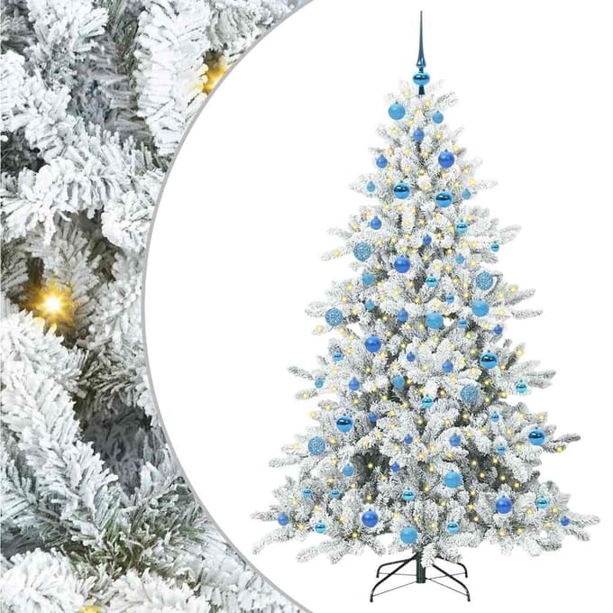 vidaXL - Kunstmatige - Hinged - Kerstboom - Wit - 180 - cm - PVC - en - Staal