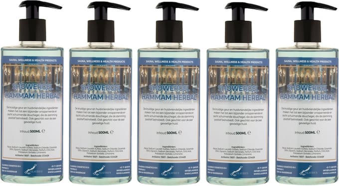 Douchegel Hammam Herbal 500 ml - set van 5 stuks - met gratis pomp - Showergel