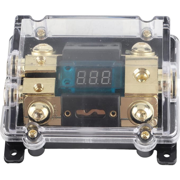 Universele Auto Auto Zekeringhouder 100A LED Digitaal 1 in 2 Uit Audio Versterker Zekeringhouder beige