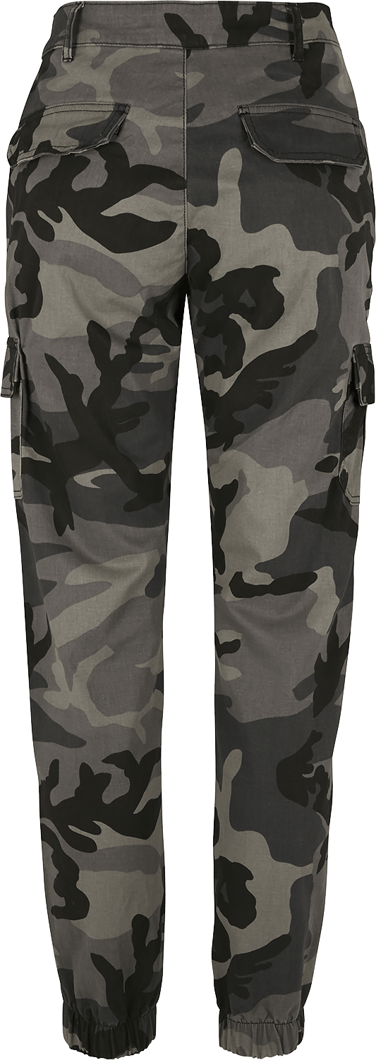 Urban Classics High Waist Camo Cargo Dames Cargobroeken - donkercamouflage - 27