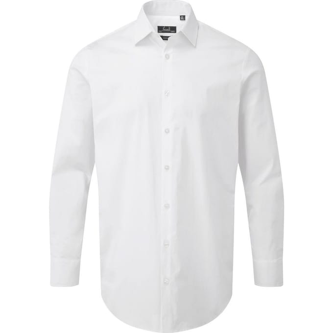Premier Popeline stretch overhemd met lange mouwen voor volwassenen (Wit)