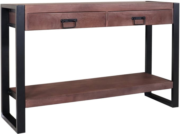 Bijzettafel 120cm duurzaam mangohout Vera walnoot industrieel side table