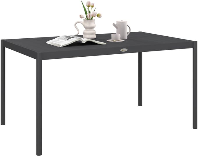 Outsunny tuintafel - aluminium - 145x90x74 cm - donkergrijs