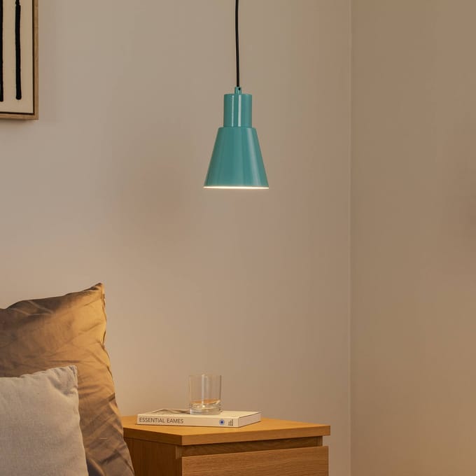 Opviq Hanglamp Konikkem, turquoise, metaal, Ø 14 cm, E27