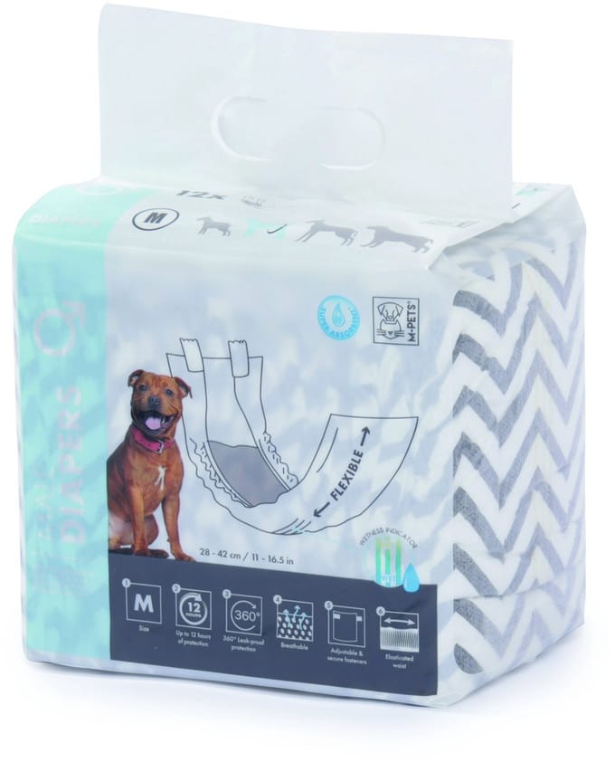 Mpets Luier - Training & Gedrag - 55x20 cm Zwart Wit Voor Reuen M