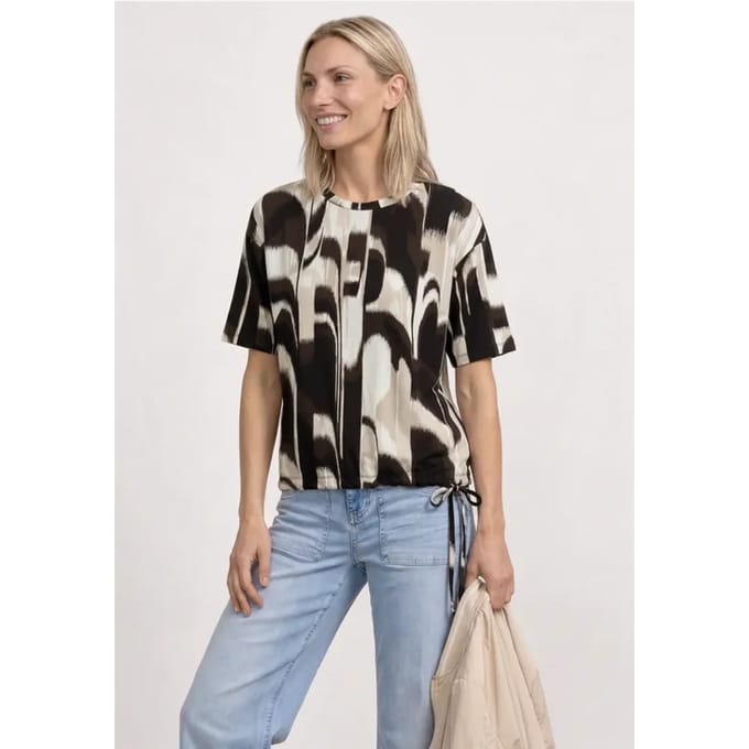 Shirt met ronde hals en trekkoord