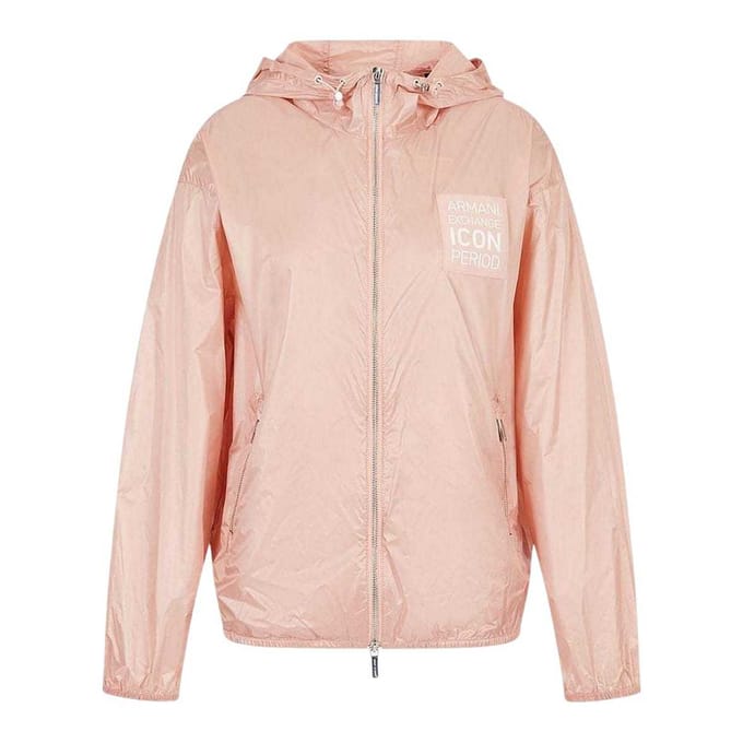 Armani Exchange Damesjack met logo en doorlopende ritssluiting (Roze)
