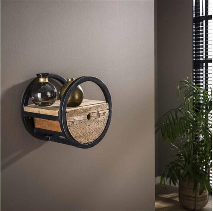 Wandschap Met Lade 30 cm - Robuust hardhout