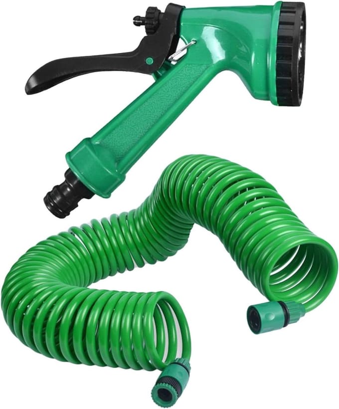 Spoelslang - Flexibele slang - Tuin water geven - 5 sproeimodi - 10 meter - Groen