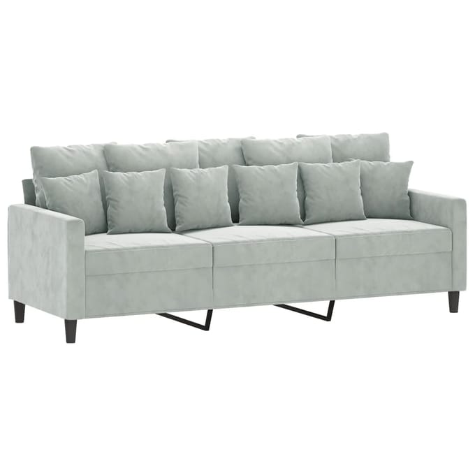 vidaXL - 4-delige - Loungeset - met - kussens - fluweel - lichtgrijs