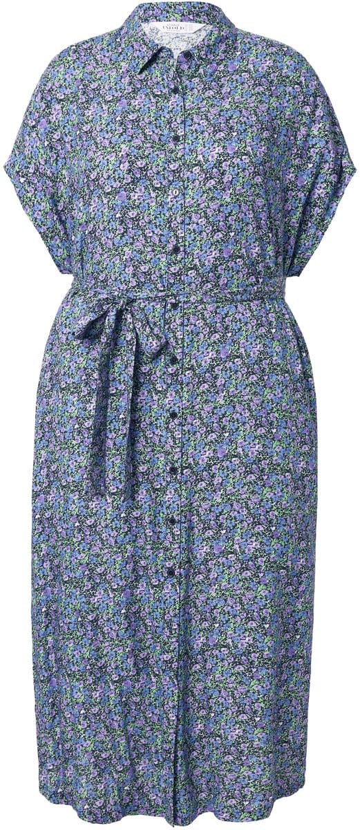 Studio Untold - Dames - Maxi-jurk overhemdjurk bloemenprint - Hemelsblauw - Maat 42+