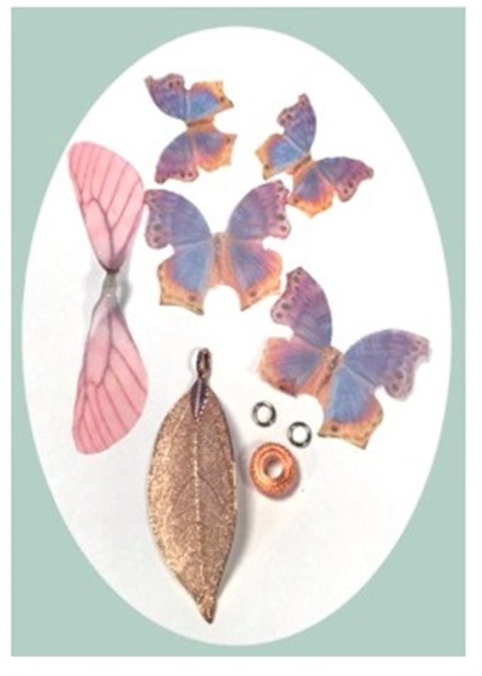 Real Leaves & Organza Butterflies Set