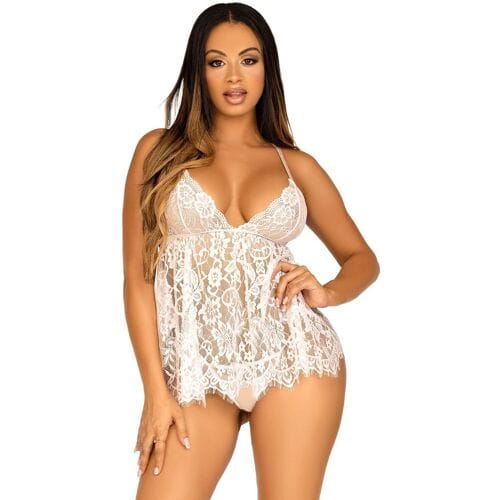 Leg Avenue - Bloemen Kant Babydoll met String