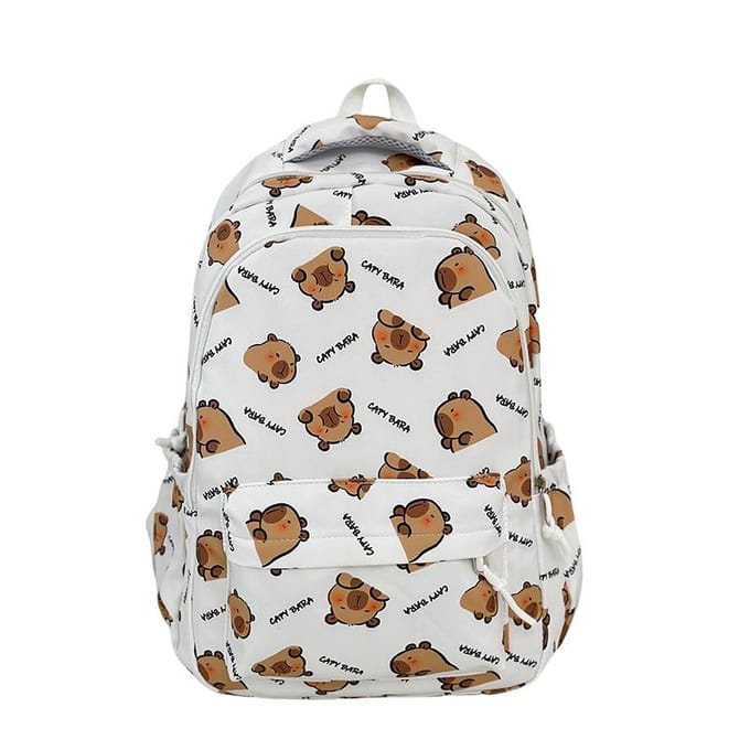 Nieuwe Leuke Capibara Basisschoolleerling Middelbare Schoolleerling Schooltas Rugzak met Grote Capaciteit white