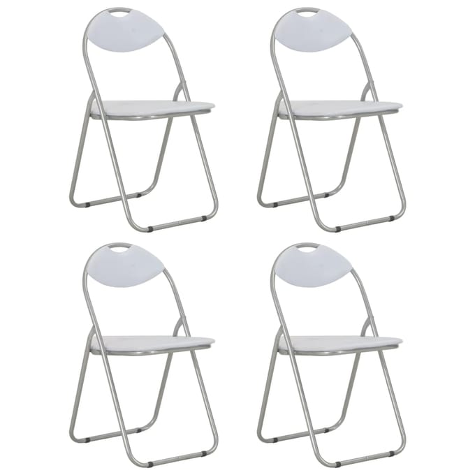 vidaXL - Opklapbare - stoelen, - 4 - stuks, - wit - kunstleer