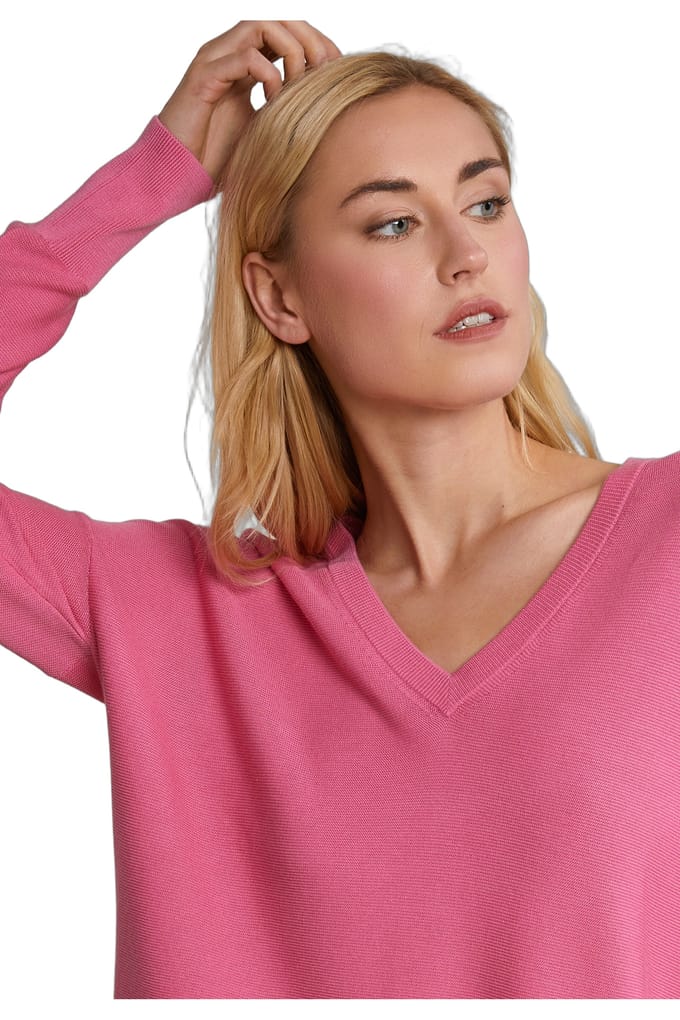 River Woods Pink Basic V-neck Sweater Long Sleeves Size: S | Sweaters Outlet | Dames | Roze