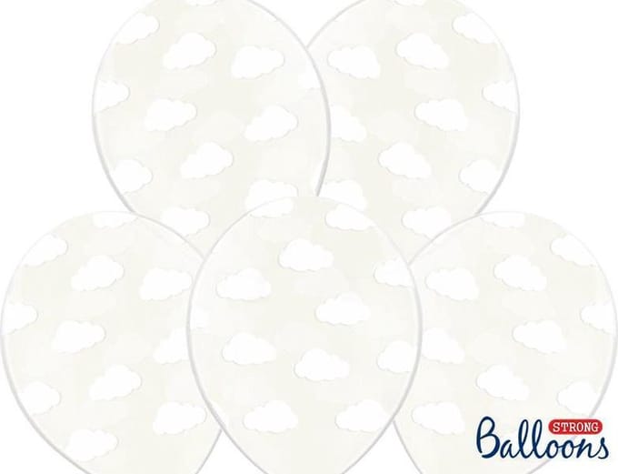 Partydeco - Ballonnen clear wolken wit 50 stuks