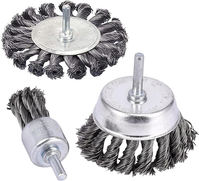 Solidchoice - Set van 3 Geknoopte Draadborstels met 1/4 Inch Schacht