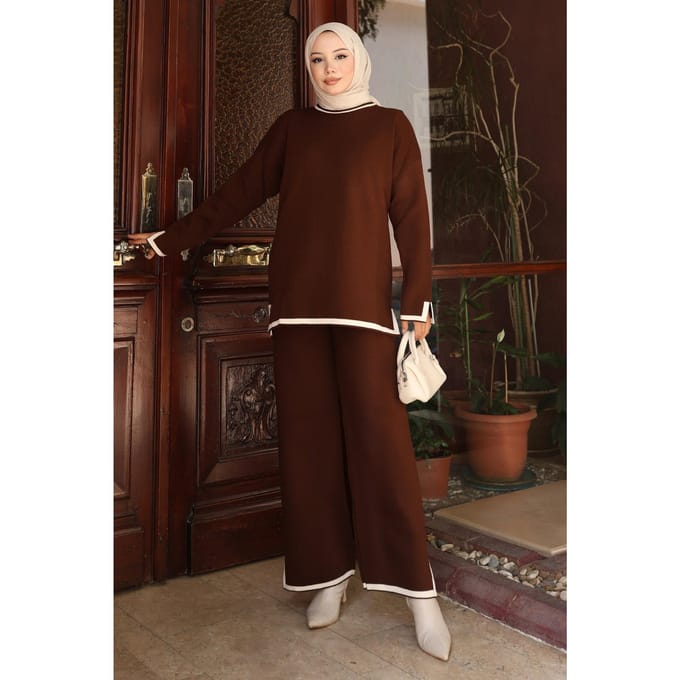 Split Detailed Gebreide kleding Pak Bruin