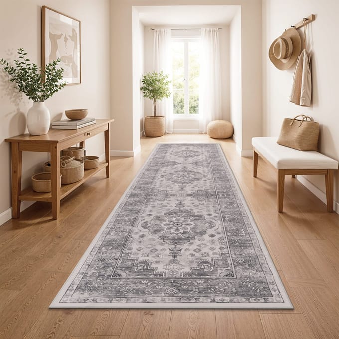 Wasbaar tapijt Sami grijs  80x300 cm