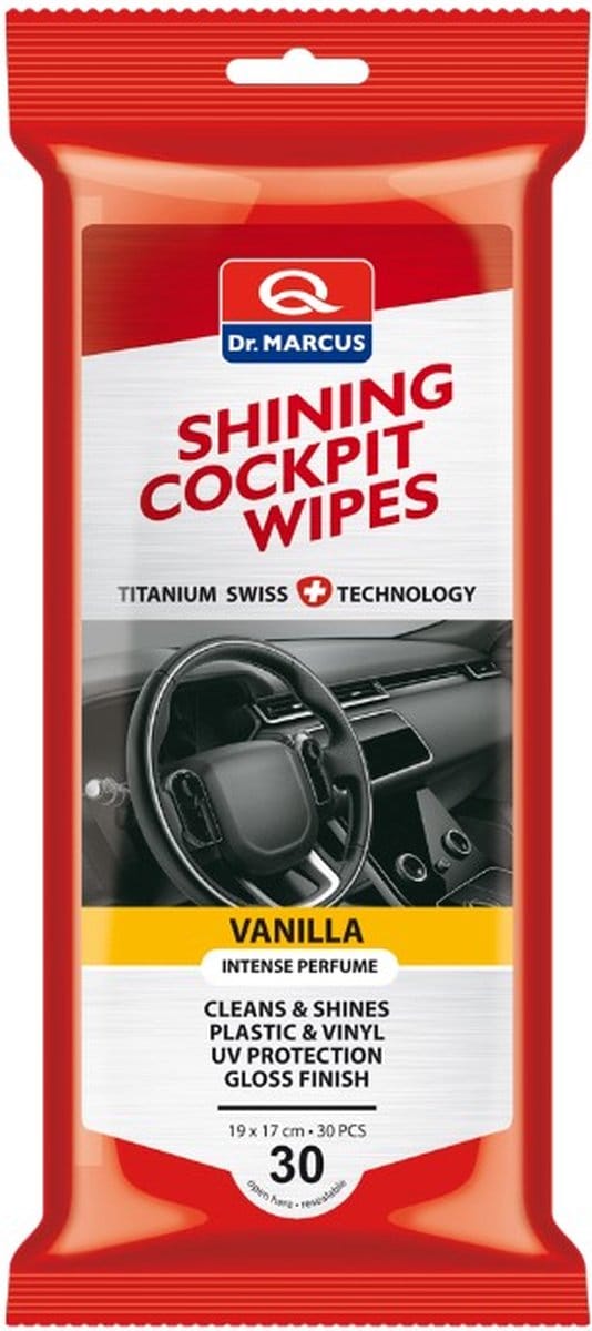 Dr. Marcus Titanium Line Shining Cockpit Wipes - 30 stuks dashboard reinigingsdoekjes - Vanille