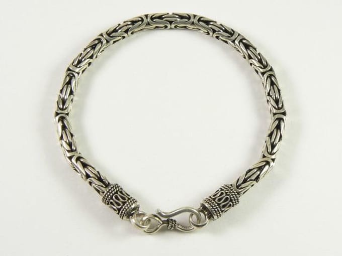 Zware zilveren armband met koningsschakel - 23 cm