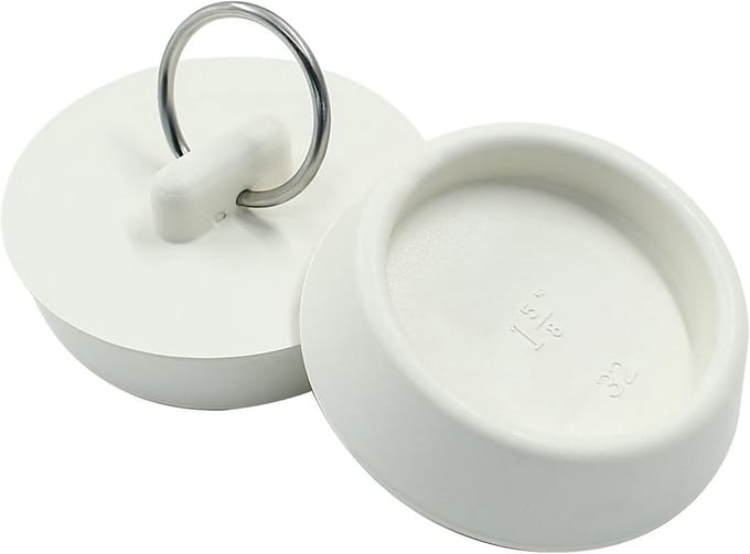 Rubberen Afvoerstop - Gootsteenplug Badkuip - Water Dicht Maken - Hangende Ring - 2 Stuks - Wit