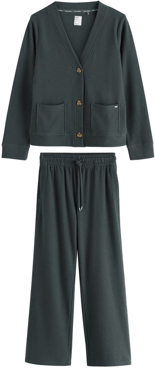 Next - Dames - Comfortabel loungevest van wafelstof - Zwart